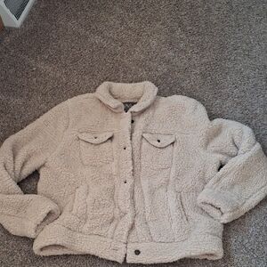 NWOT! Natural Reflections Womens Cream/Tan Sherpa Jacket Size XL